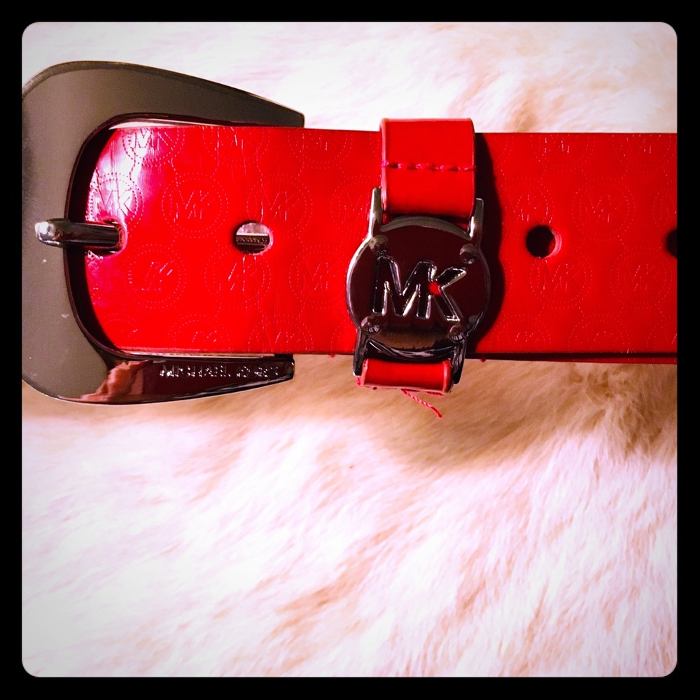 Micheal Kors Red Patent Leather Belt (M)